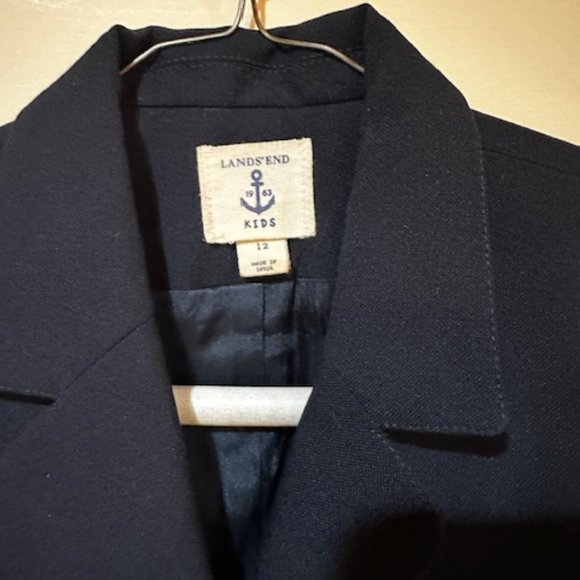 Kids Lands End Two Button Jacket Size 12 Navy Blue with Pockets - Picture 2 of 5